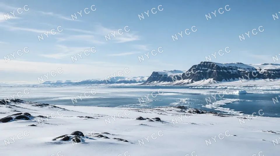 Arctic coastline below cliffs